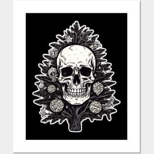 Christmas tree skull Posters and Art